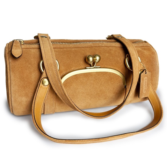 NWT Coach Originals Kisslock Barrel Bag Caramel Suede Leather Limited Edition - Picture 7 of 15